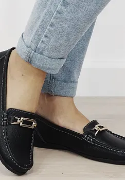 Mocasini negri de tip loafers din piele naturala 0511 01 imagine