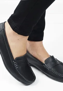 Mocasini negri din piele naturala 5128 M4 imagine