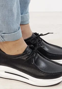 Mocasini negri din piele naturala WKS02 M7 imagine
