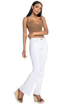 Pantaloni albi Evazati Nina Carter J230-2 M7 imagine