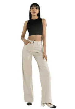 Pantaloni crem Evazati Nina Carter J251-25 M9 imagine