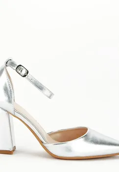 Pantofi argintii eleganti 8707 04 imagine