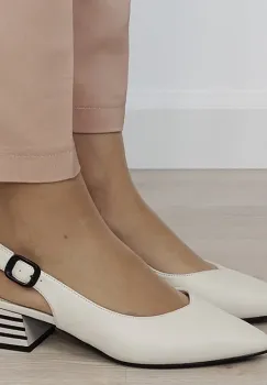 Pantofi crem comozi din piele naturala BY6888-4 02 imagine