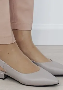 Pantofi gri decupati din piele naturala BY6943-3 03 imagine