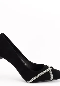 Pantofi negri eleganti cu pietricele argintii YES-23-1 03 imagine