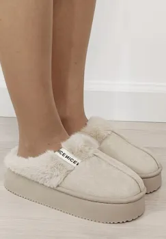 Papuci de casa dama imblaniti, Bej 9719 112 imagine