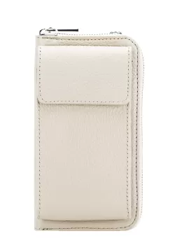 Portofel si port telefon din piele naturala 8971 07 Crem imagine