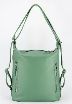 Rucsac verde menta din piele naturala 2 in 1 Lucia 121 imagine