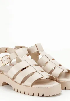 Sandale crem cu talpa groasa 5884 128 imagine