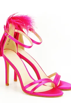 Sandale elegante fucsia cu pene BSX8005 128 imagine