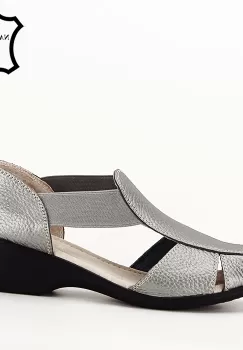 Sandale gri metalizat din piele naturala Calypso 127 imagine