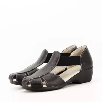 Sandale negre din piele naturala Calypso imagine