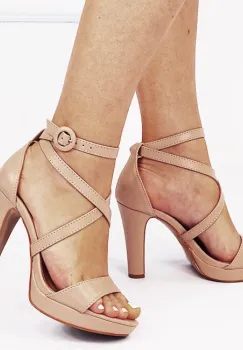 Sandale resigilate elegante nude cu platforma BDB8786-RESIG imagine