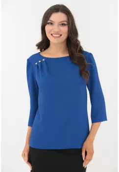 Bluza albastra cu pliuri asimetrice imagine