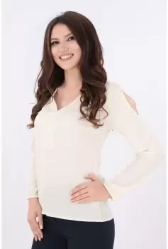 Bluza bej cu strasuri argintii imagine