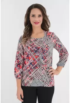 Bluza bleumarin cu print geometric multicolor imagine
