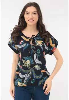 Bluza casual cu imprimeu floral rosu imagine