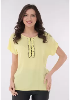 Bluza casual galbena din vascoza imagine