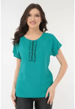 Bluza casual turcoaz din vascoza imagine