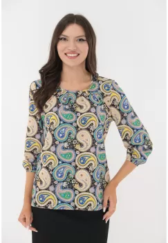 Bluza cu imprimeu abstract bej-verde imagine
