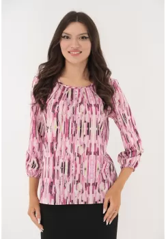 Bluza cu imprimeu abstract roz-gri imagine