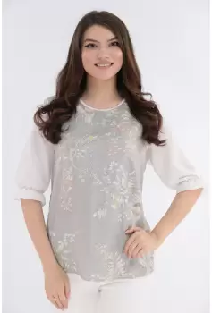 Bluza cu print floral si spatele alb imagine