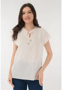 Bluza din bumbac fin cu fir stralucitor imagine