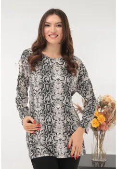 Bluza din bumbac gri cu animal print imagine