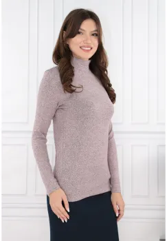 Bluza din bumbac gri pepit cu guler inalt imagine