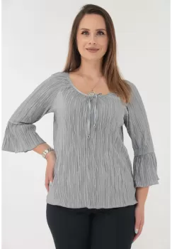 Bluza eleganta din matase plisata gri imagine
