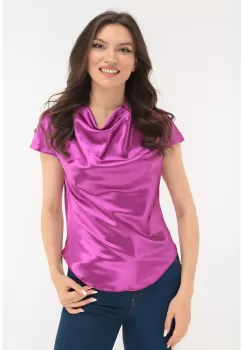 Bluza eleganta din satin magenta imagine