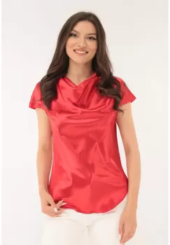 Bluza eleganta din satin rosu imagine