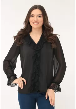 Bluza eleganta neagra cu dantela imagine