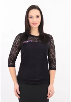 Bluza mov din jerse si dantela imagine