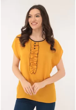 Bluza mustar cu volanase imagine