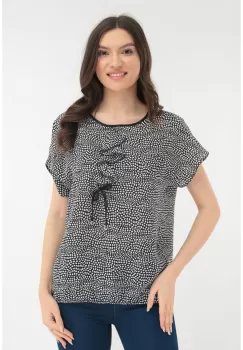 Bluza neagra cu buline albe din matase cu jabou imagine