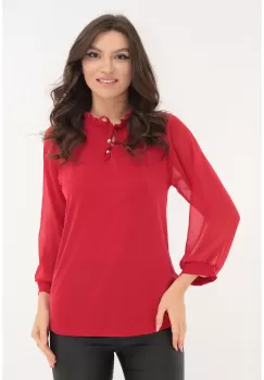 Bluza rosie cu guler incretit imagine