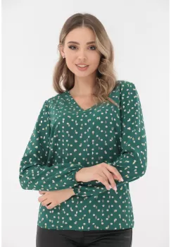 Bluza verde cu anchior si imprimeu cu buline albe imagine