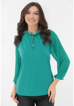 Bluza verde cu guler incretit imagine