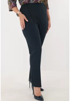 Pantaloni clasici lungi din stofa bleumarin cu elastic in talie imagine