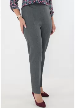 Pantaloni clasici lungi din stofa gri cu elastic in talie imagine