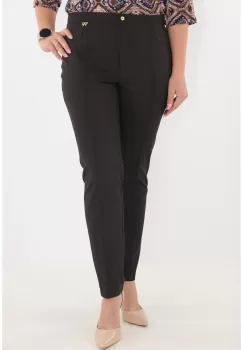 Pantaloni conici lungi din stofa maro imagine