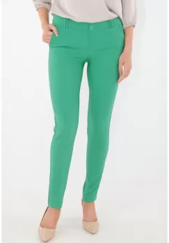 Pantaloni conici lungi din stofa verde imagine