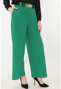 Pantaloni lejeri verzi cu o curea elastica in talie imagine