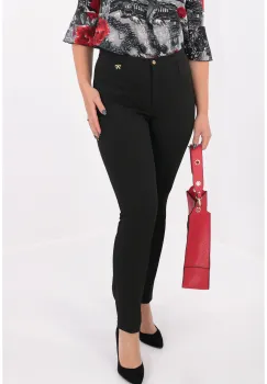 Pantaloni negri lungi din stofa pufoasa pe interior imagine