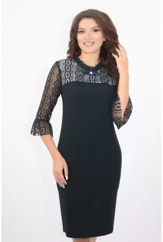 Rochie bleumarin cu maneci din dantela imagine