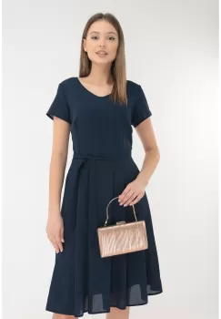 Rochie bleumarin de ocazie cu glitter discret imagine