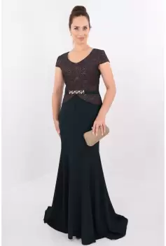 Rochie bleumarin din brocard imagine