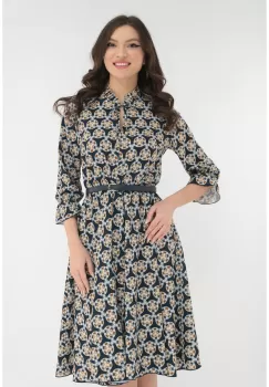 Rochie clos bleumarin cu o curea bleumarin in talie imagine