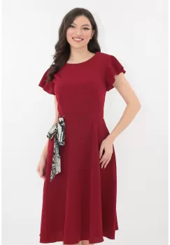 Rochie clos bordo cu cordon colorat in talie imagine